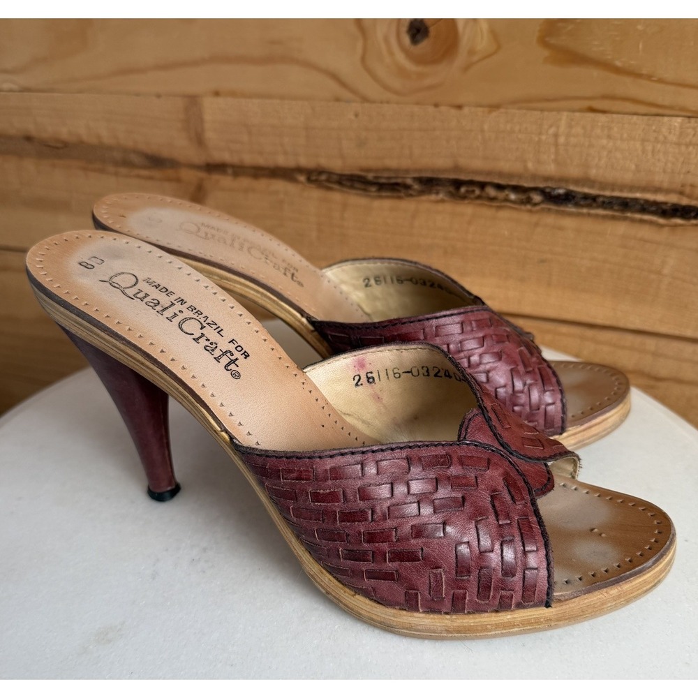 VTG 70s Quali-Craft Leather Wood Heels Pumps | 8B | Brazil Granola Boho